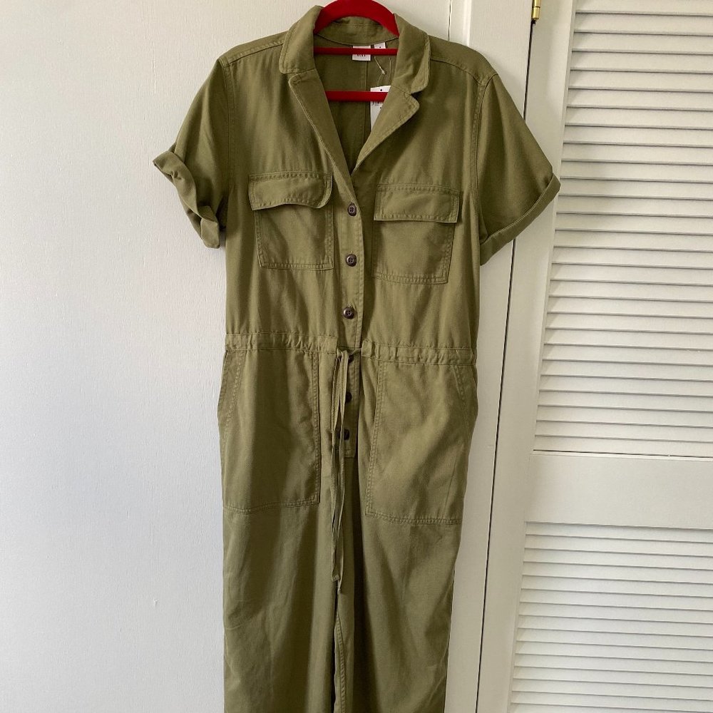 olive green utility jumpsuit